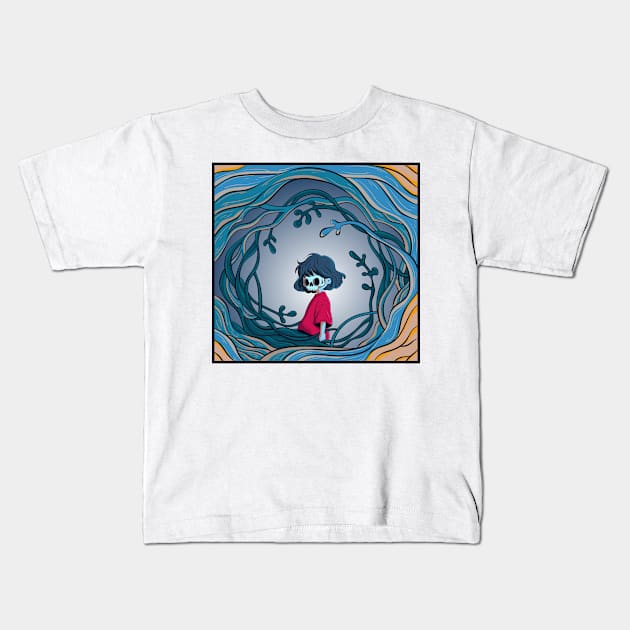 The Japanese introvert masked girl - Yabisan vector art - Kids T-Shirt by Yabisan_art